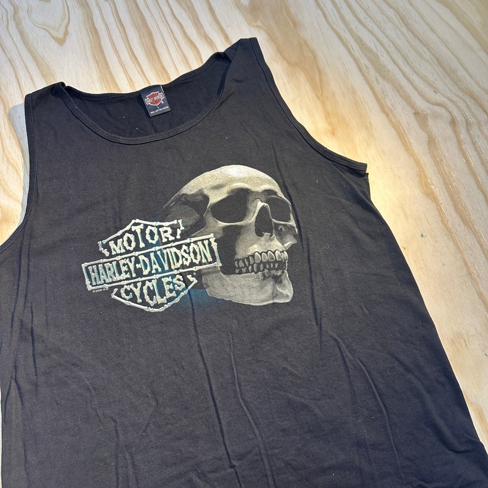 Harley-Davidson Men's Chicago Skull Graphic Tank Top Black Vintage Biker Size L